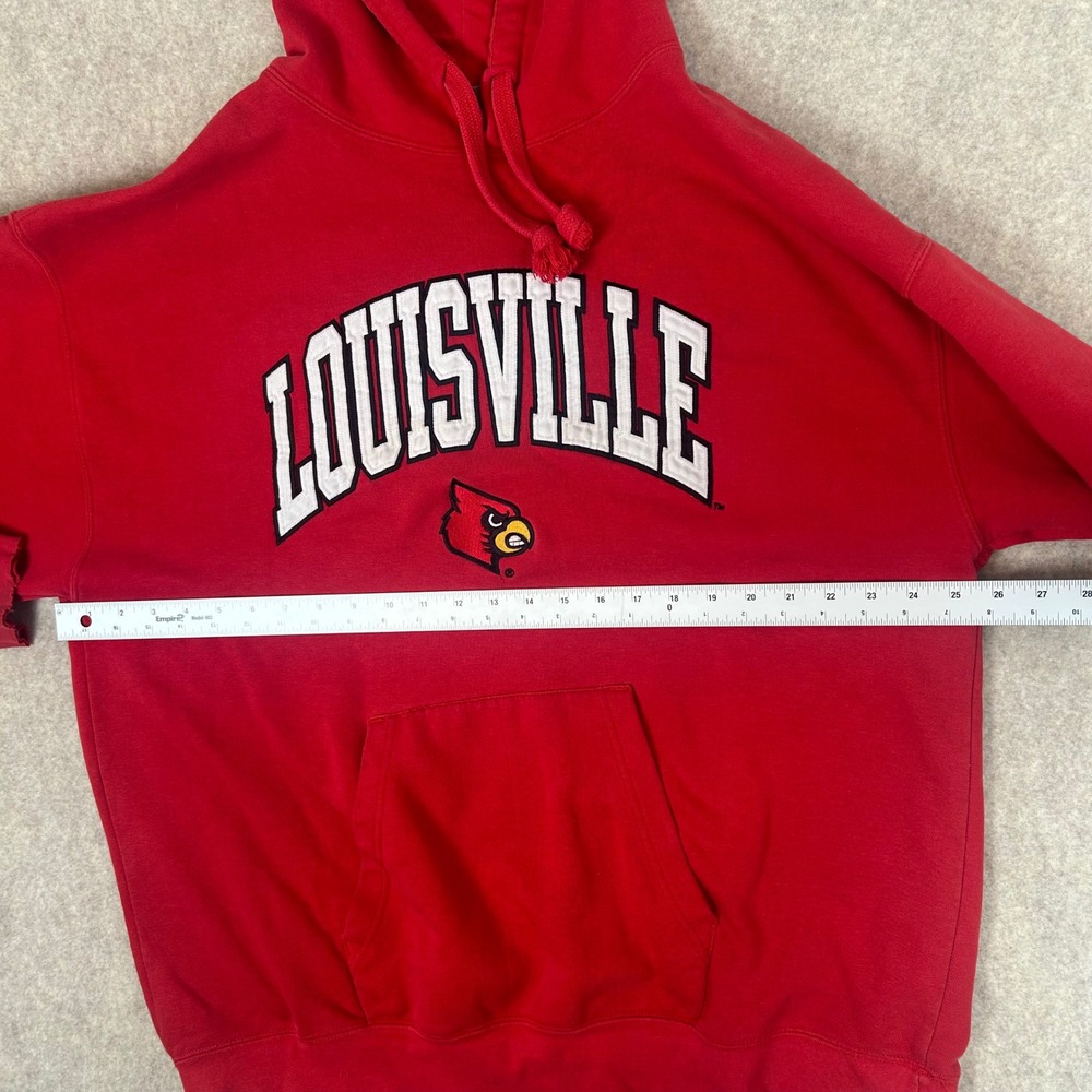 Heisman Louisville Cardinals Hoodie Mens XXL Red Distressed NCAA Pullover - Picture 5 of 8